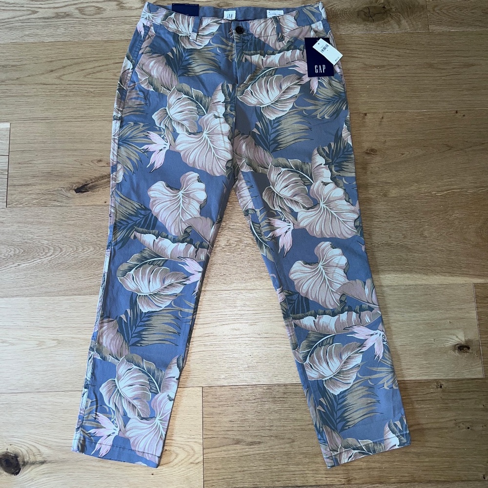 NWT GAP chino cotton pants - tropical botanical Size 8